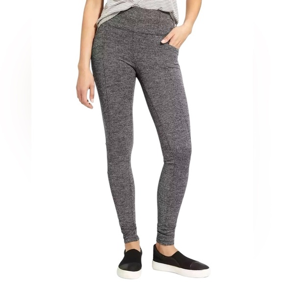 Athleta Pants - Athleta Herringbone Metro High Waisted Legging Black & Grey Size XS